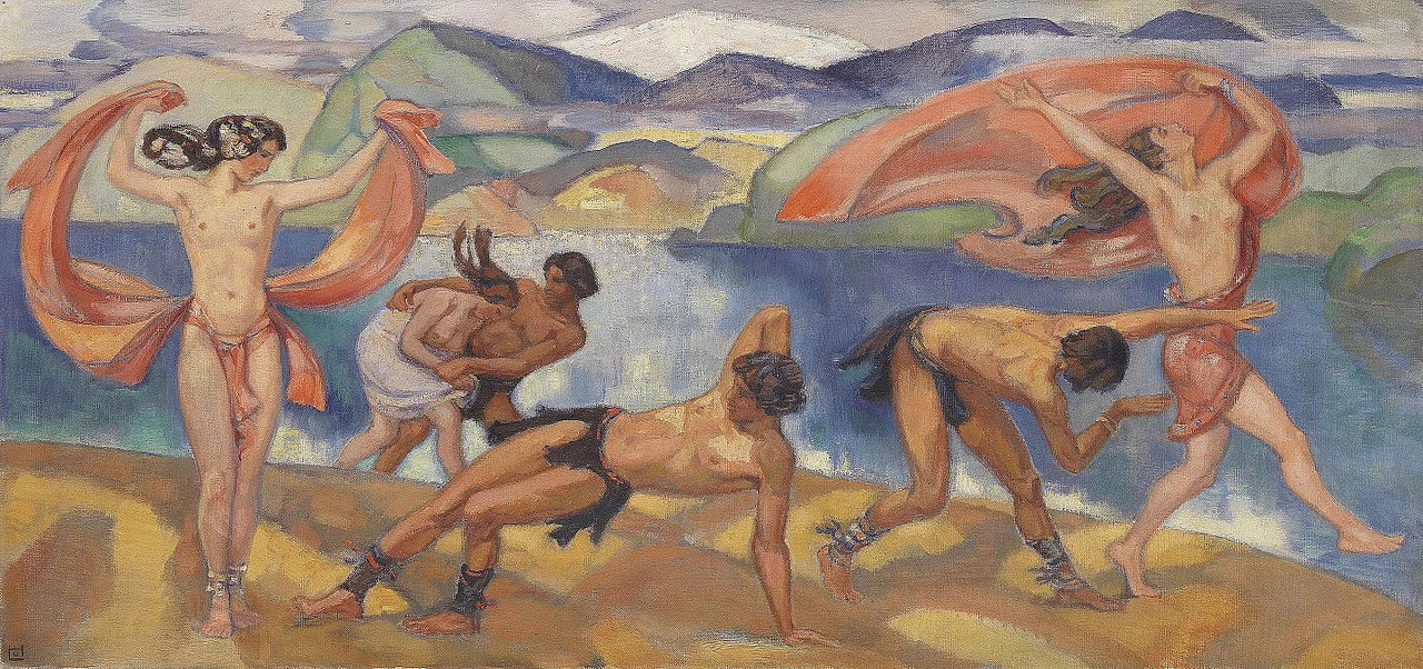 Ballando in un ampio paesaggio c1910